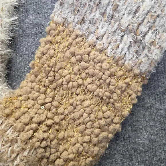 Mixit Scarf Womens One Size Cream Tan Infinity Loop Fuzzy Boucle Knit Chunky - Picture 6 of 9